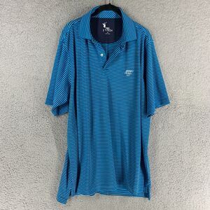FG Tech‎ Polo Shirt Mens XL Blue Striped Short Sleeve Collared Performance Golf